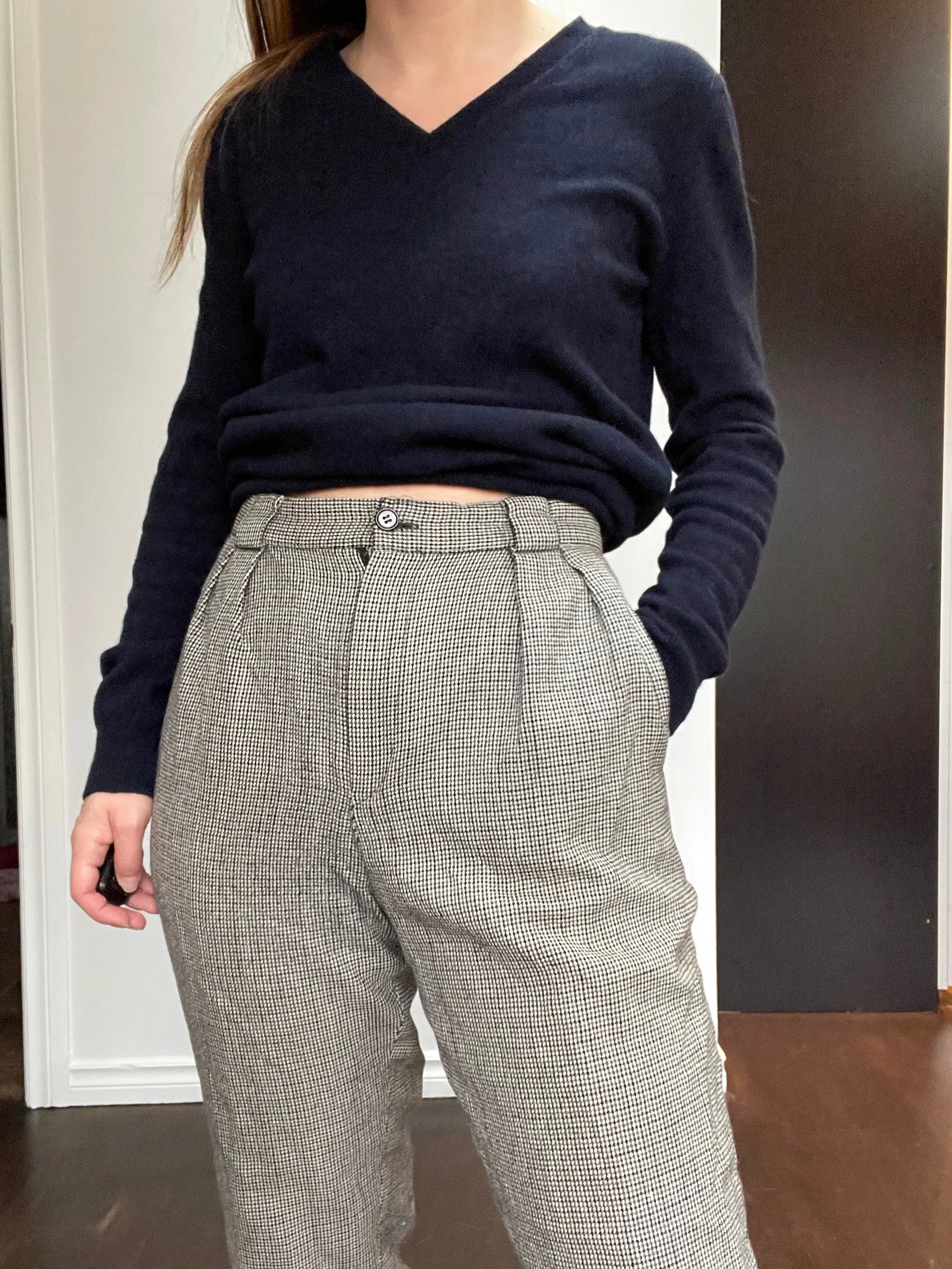 80s Textured Wool Trousers - 28