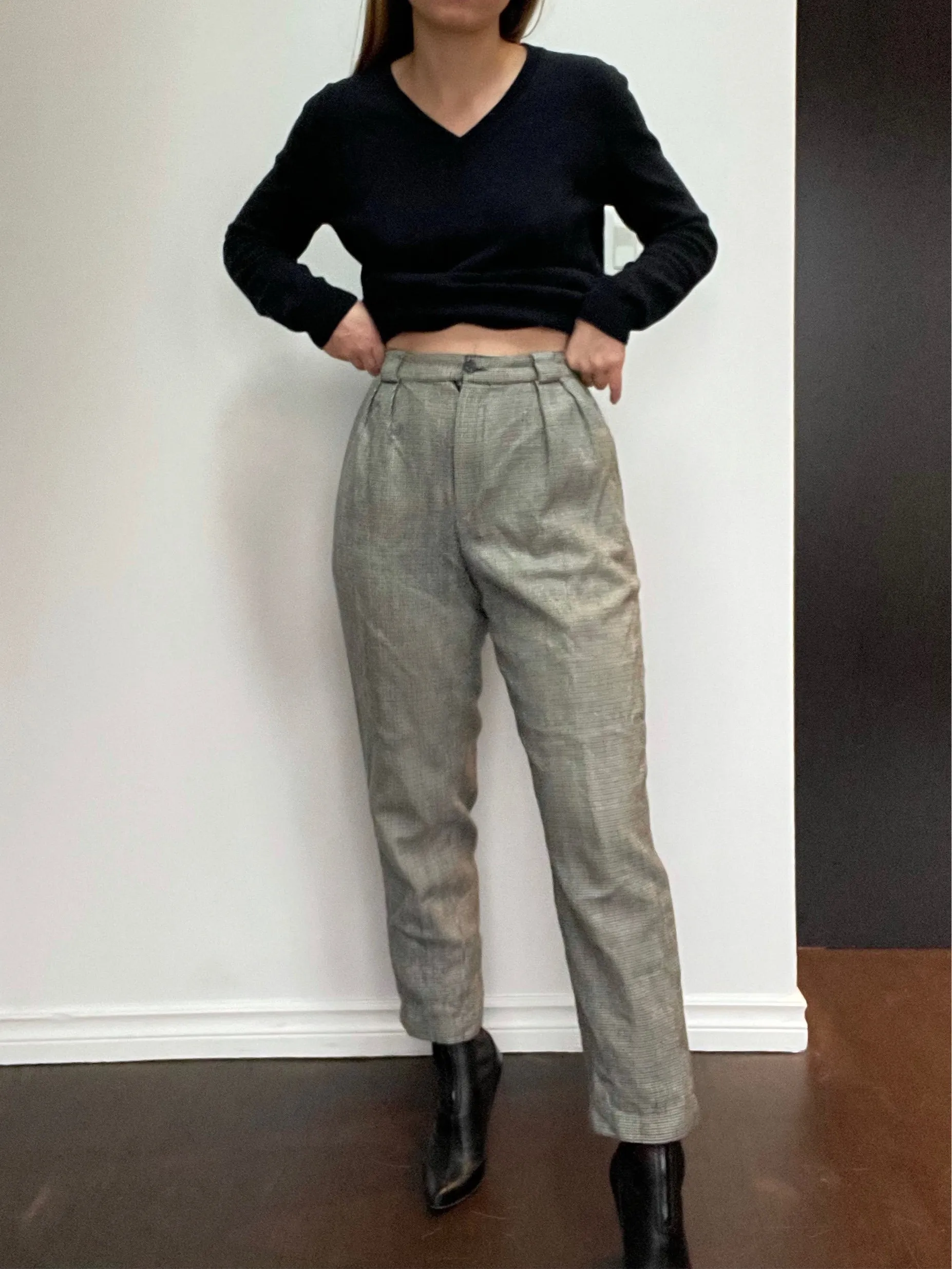 80s Textured Wool Trousers - 28