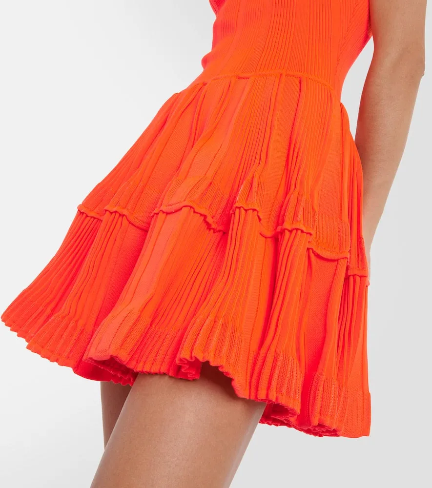 Alaia Ribbed-knit halterneck minidress