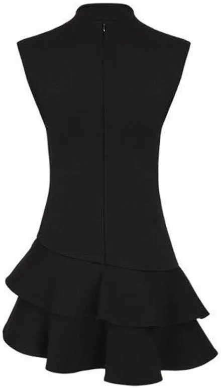 Asymmetric Wool-Blend Tiered Mini Dress, Black or Red