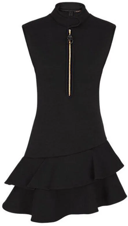 Asymmetric Wool-Blend Tiered Mini Dress, Black or Red