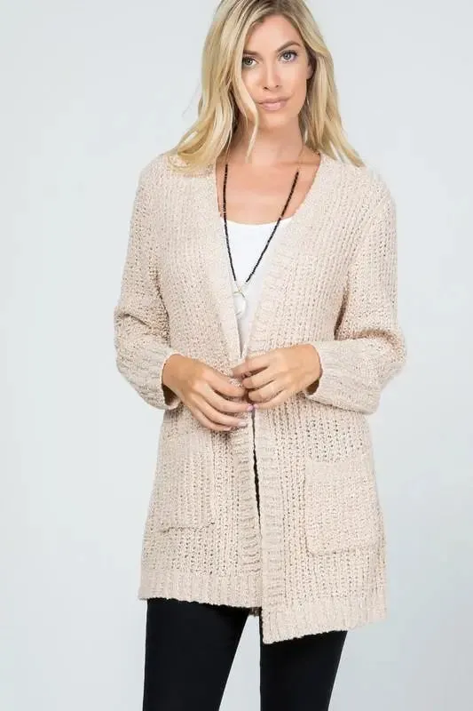 Audrie Loose Knit Classic Open Front Cardigan