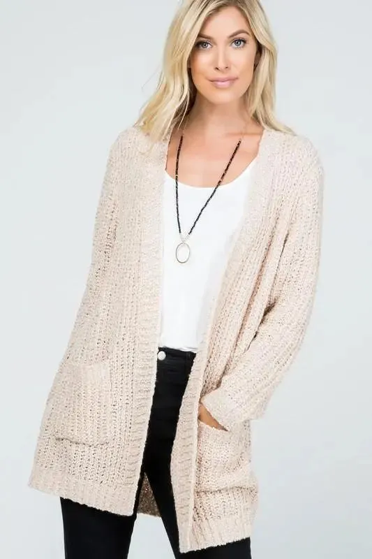 Audrie Loose Knit Classic Open Front Cardigan
