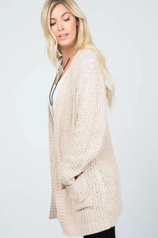 Audrie Loose Knit Classic Open Front Cardigan