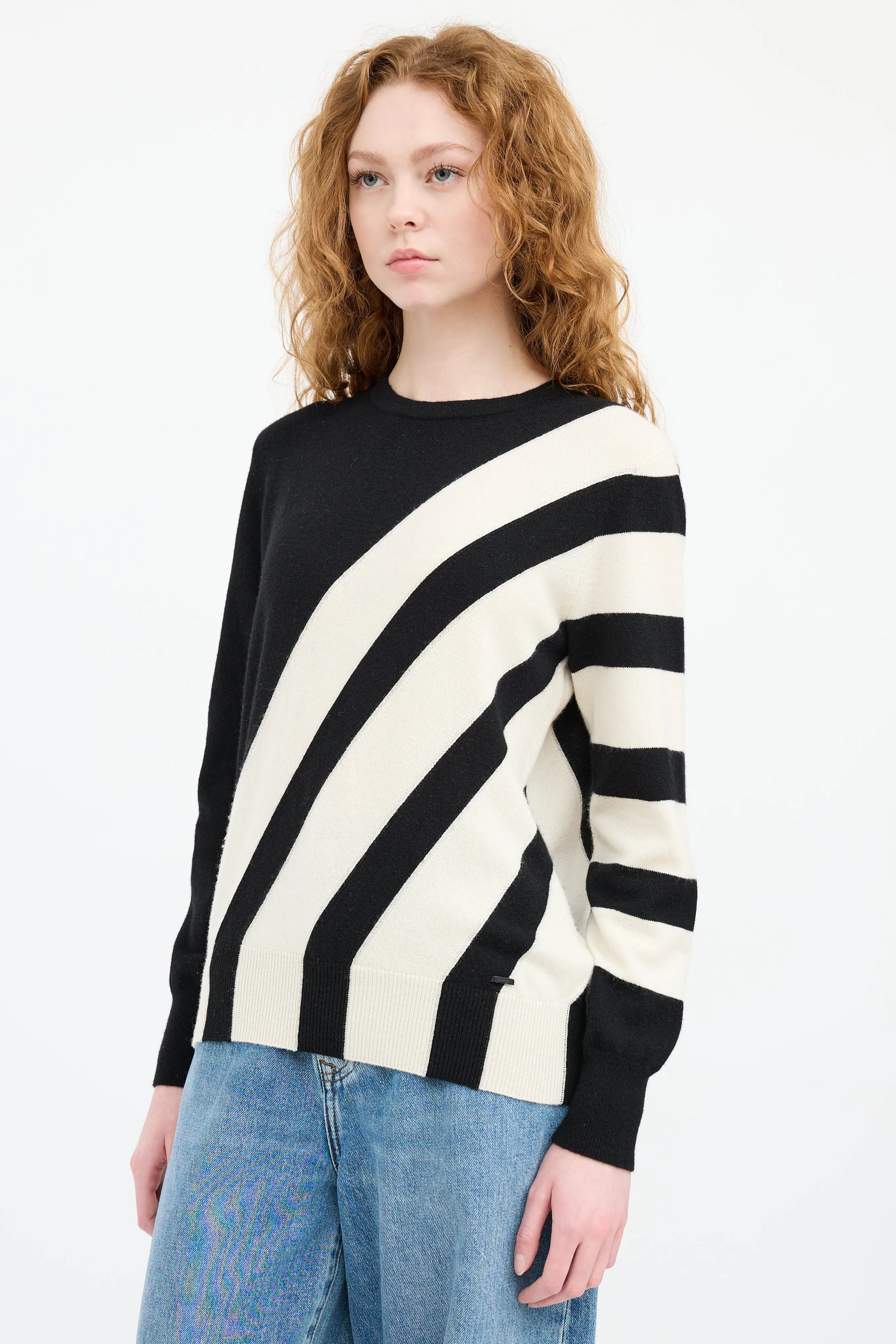 Black & White Cashmere Striped Sweater