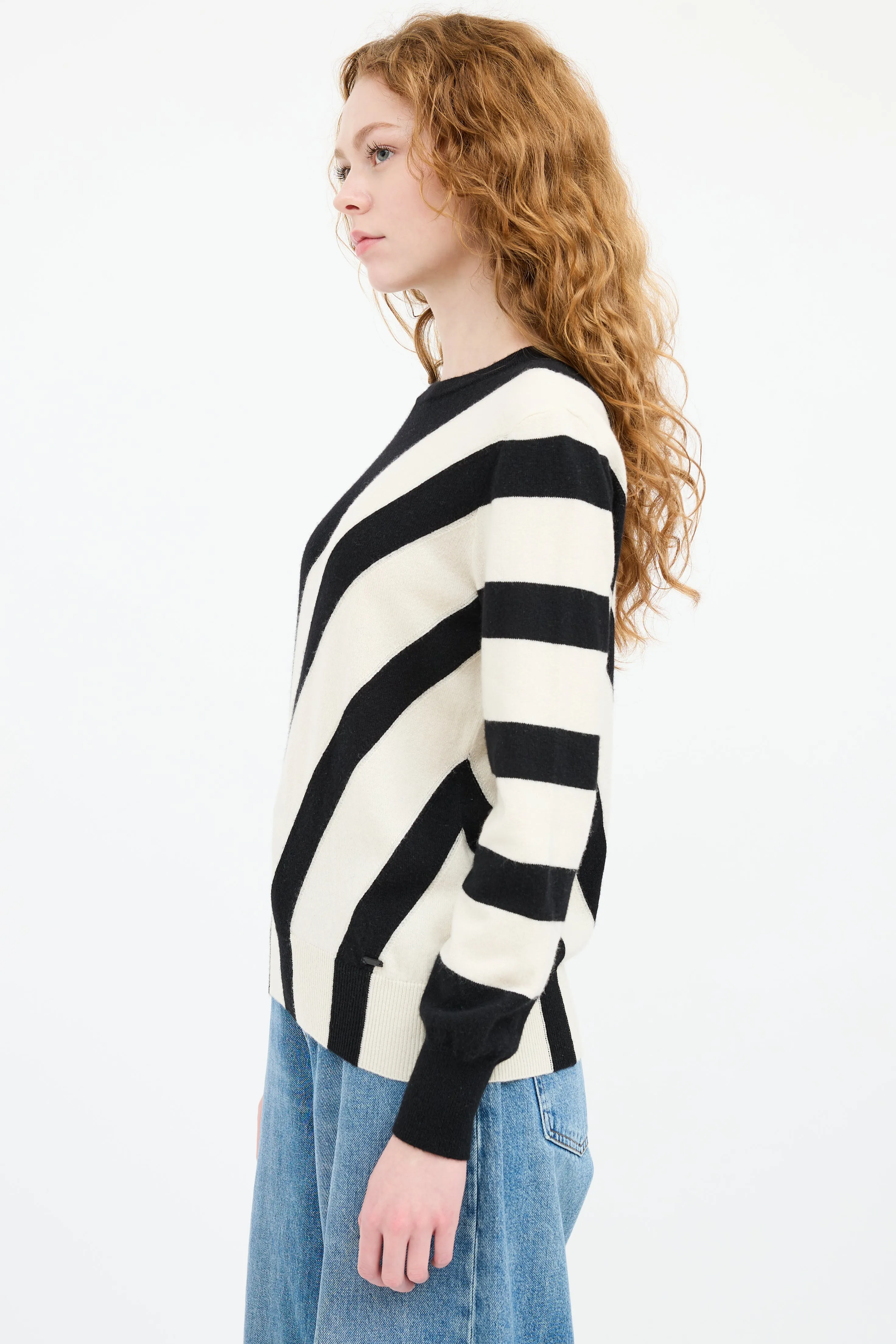 Black & White Cashmere Striped Sweater
