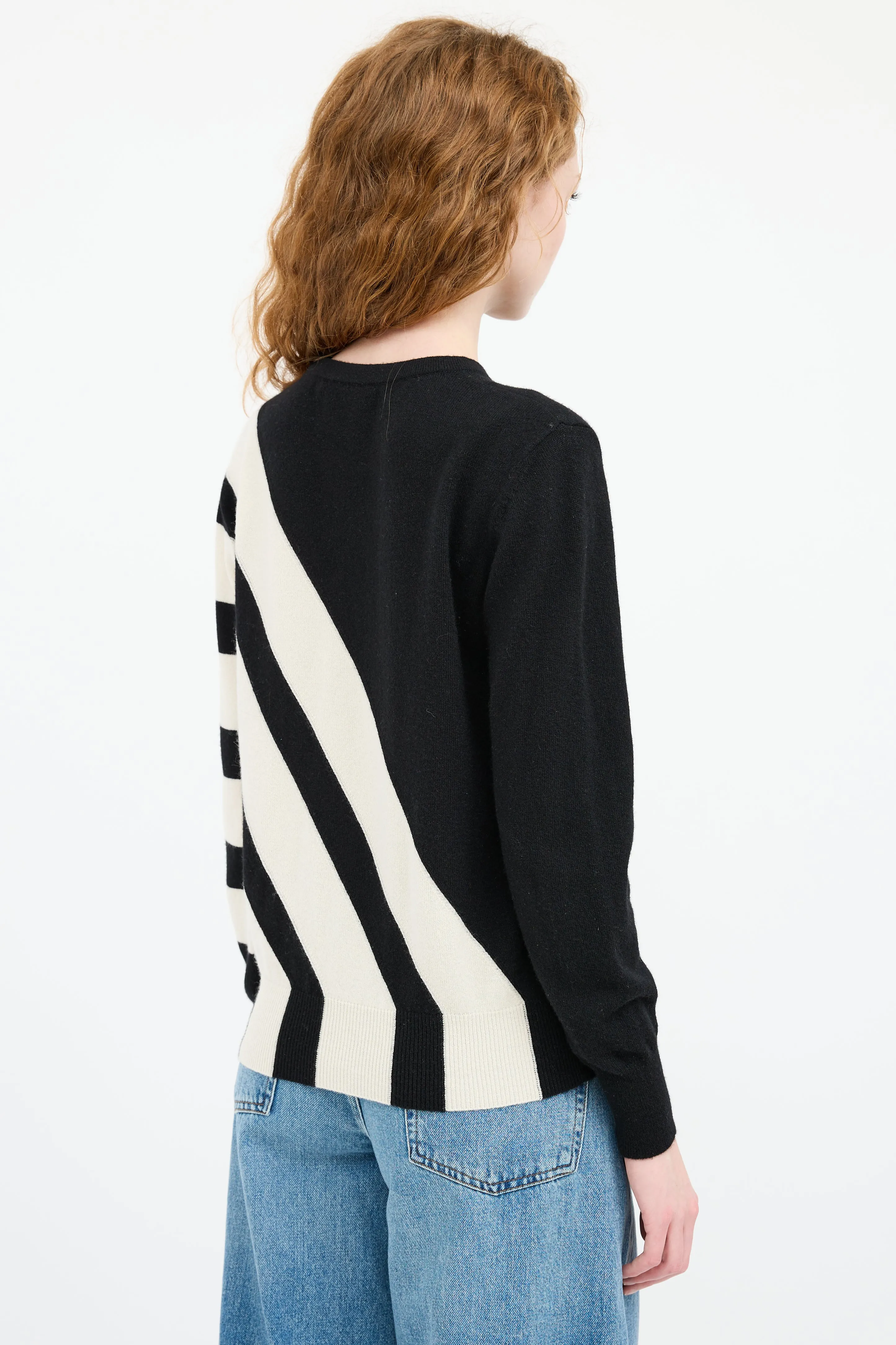 Black & White Cashmere Striped Sweater