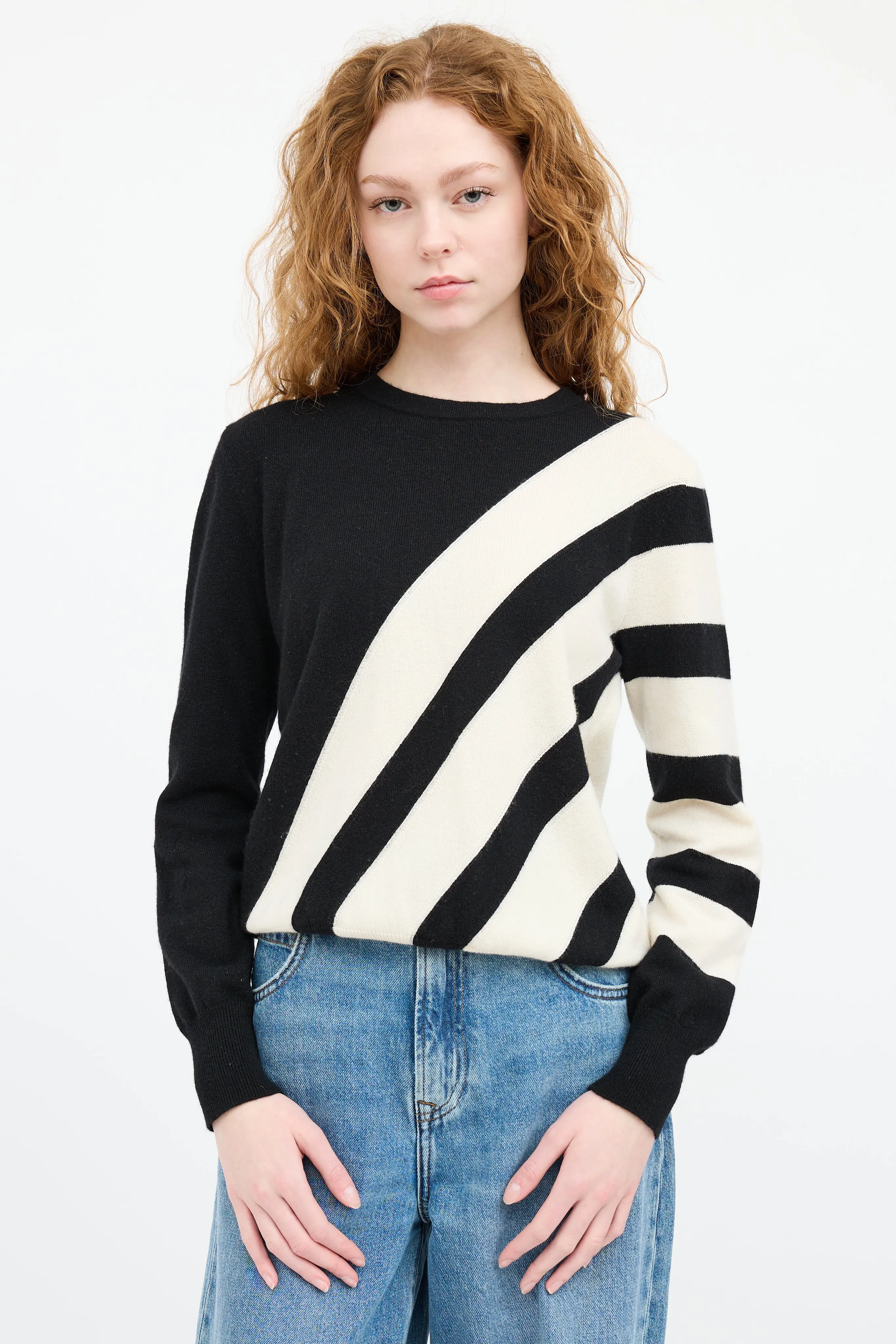 Black & White Cashmere Striped Sweater