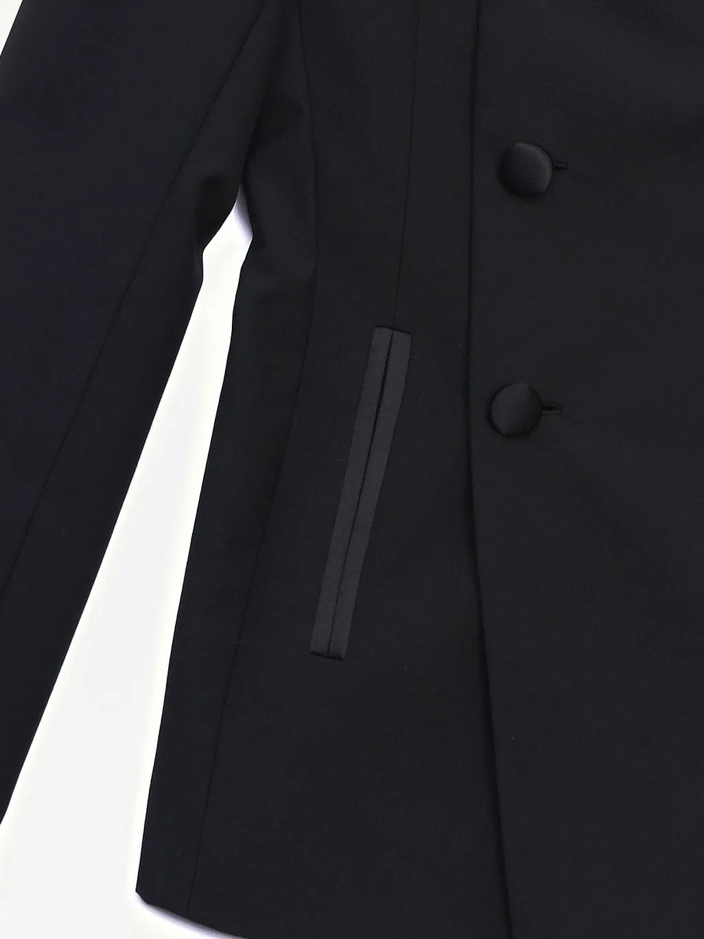 Black Button Up Blazer with Satin Lapels