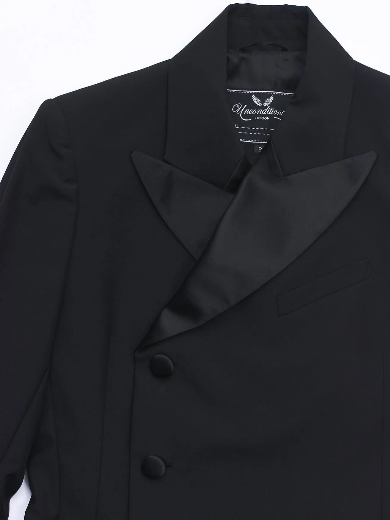 Black Button Up Blazer with Satin Lapels