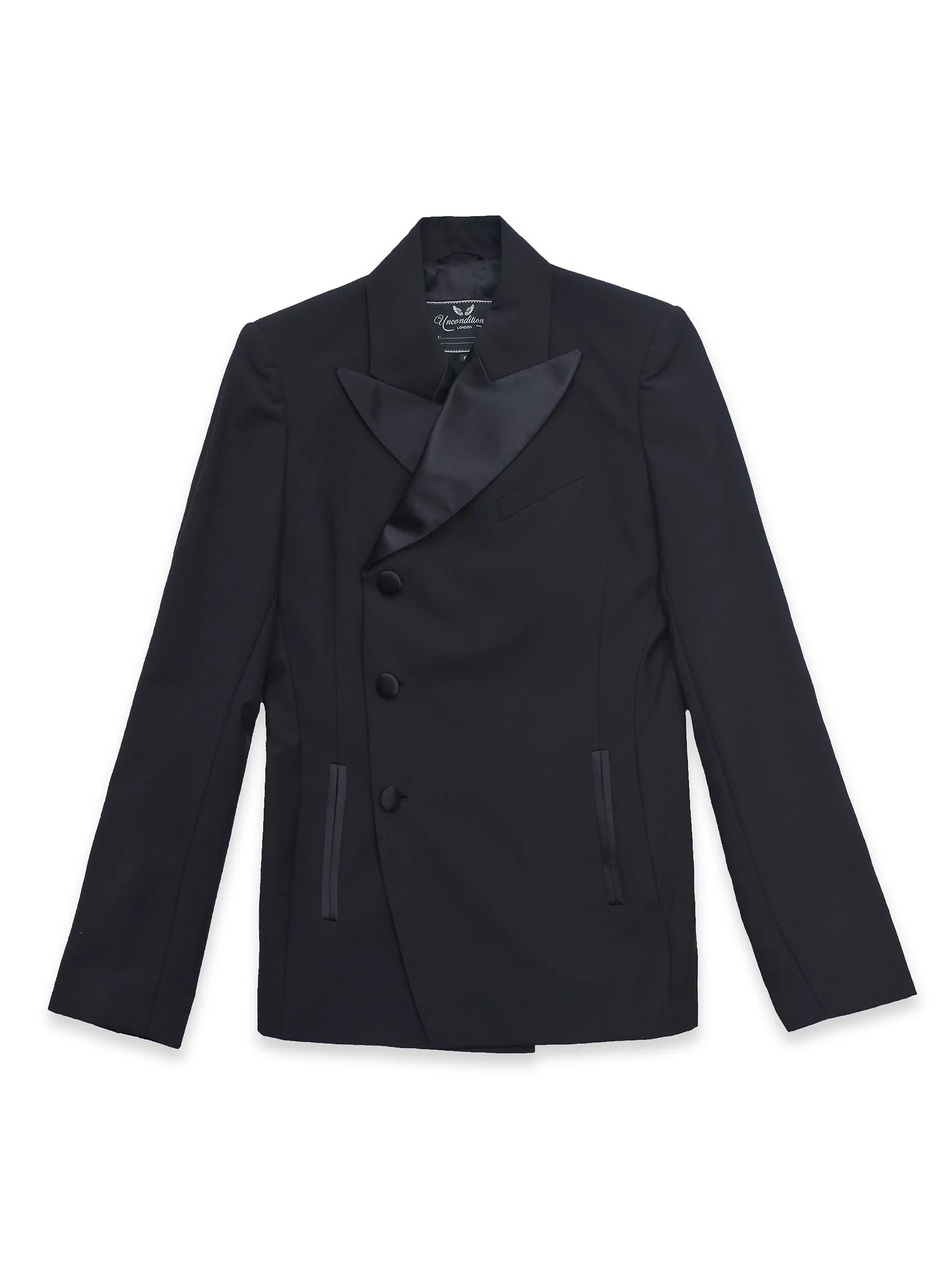 Black Button Up Blazer with Satin Lapels