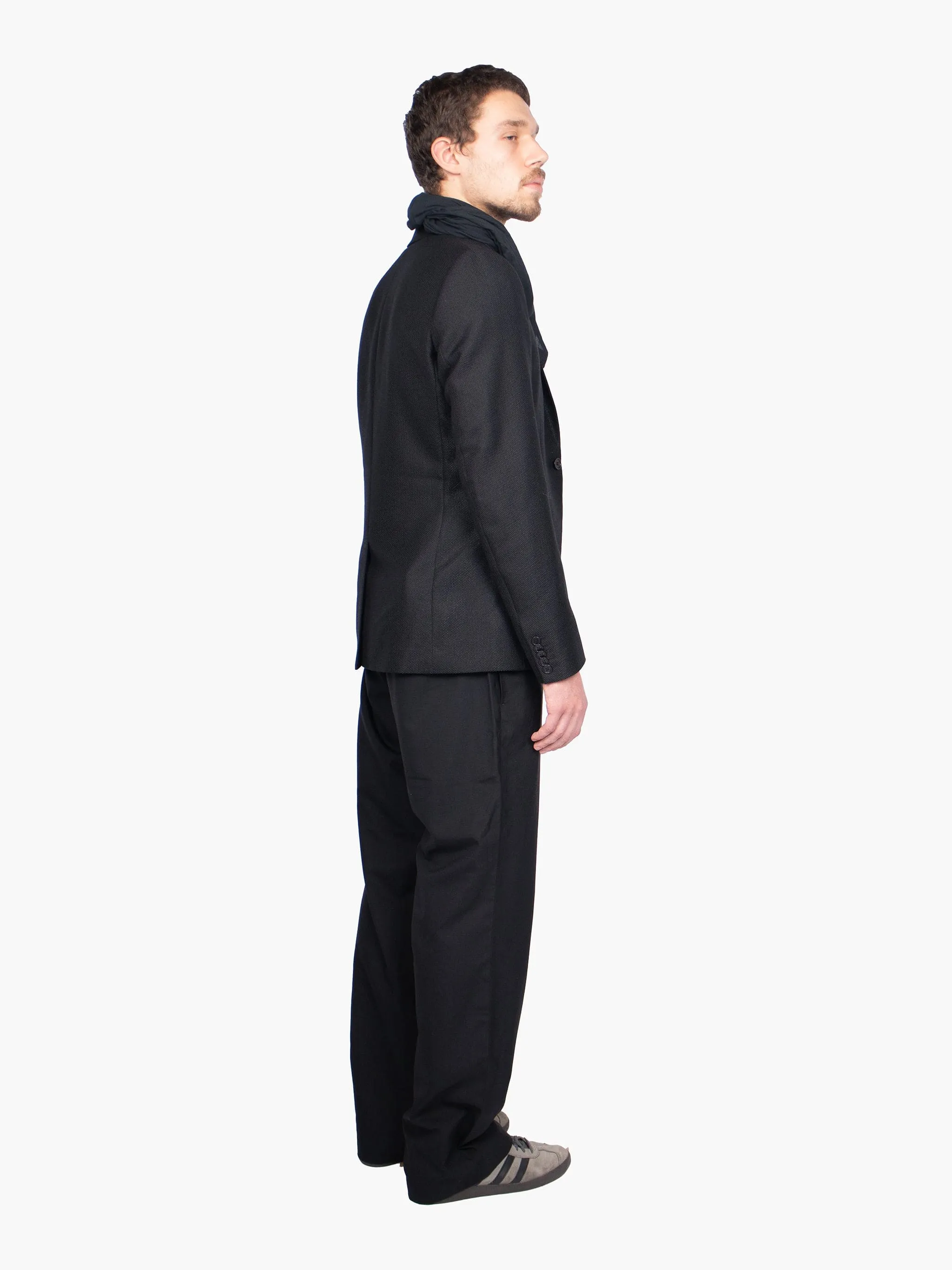 Black Button Up Blazer with Satin Lapels