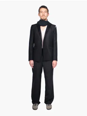 Black Button Up Blazer with Satin Lapels