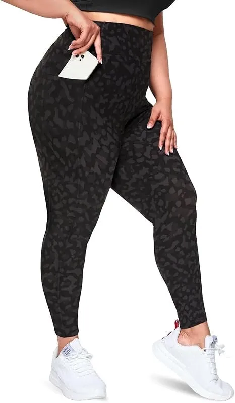 Black Leopard Fleece Pocket Leggings