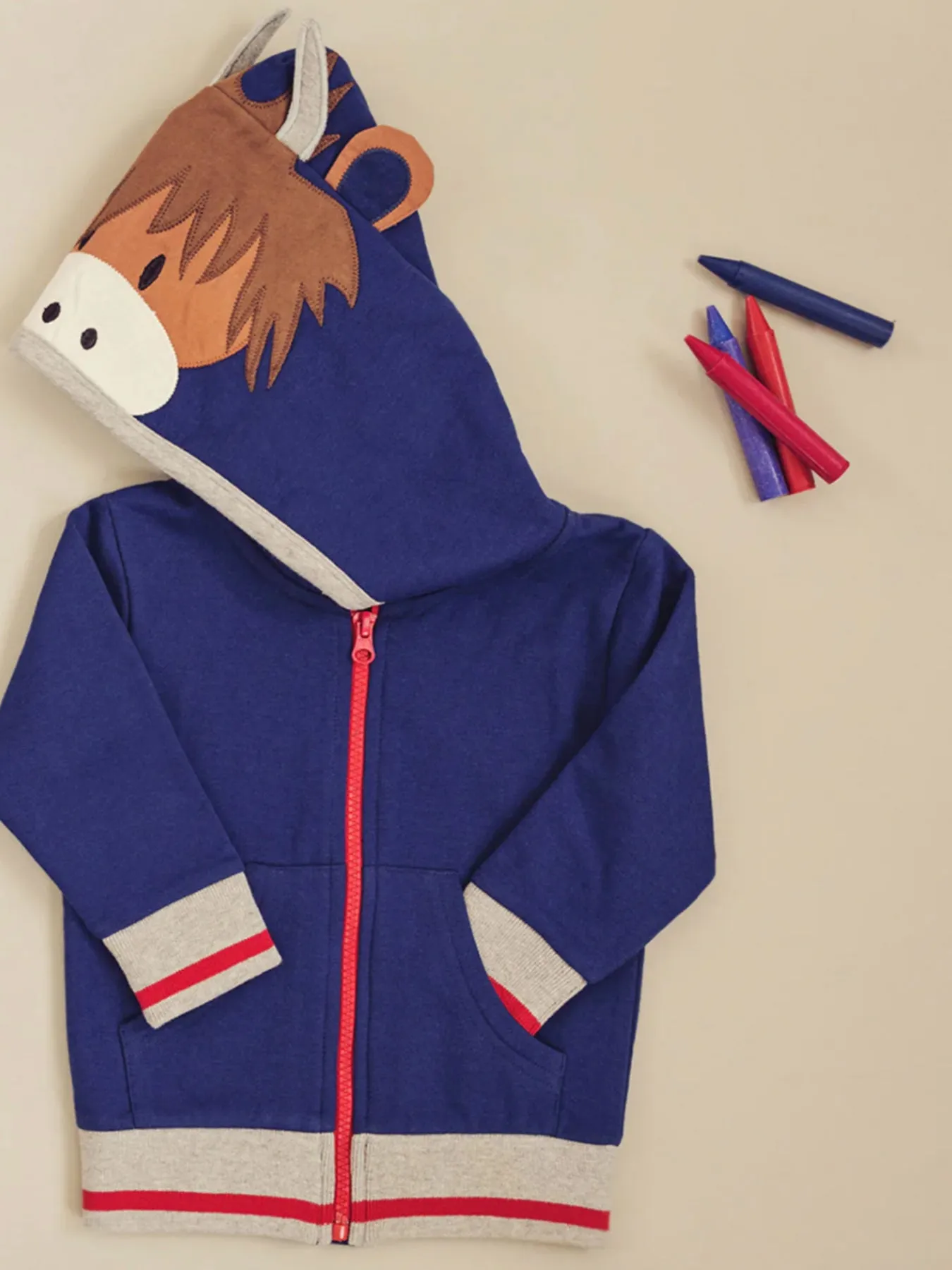 Blade & Rose Navy Highland Cow Zip-Up Hoodie