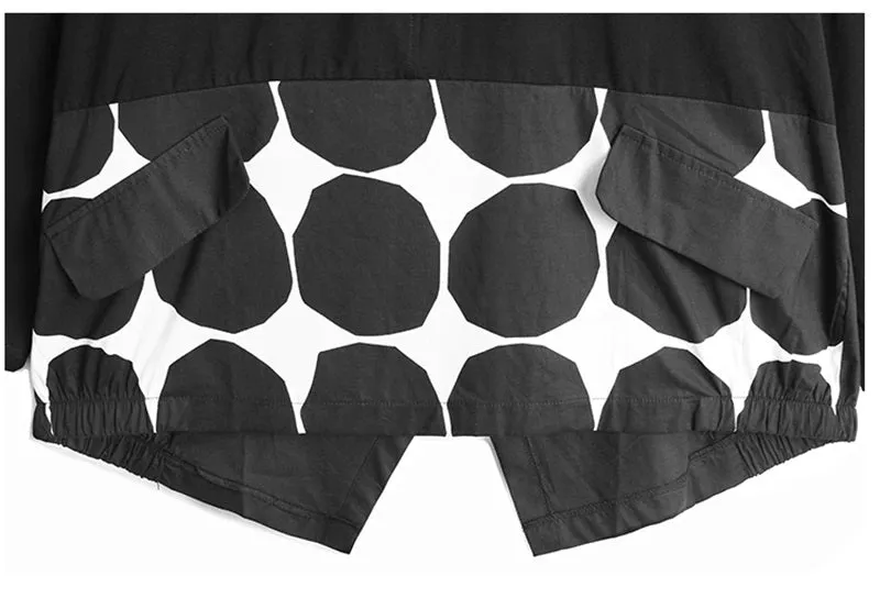 Cotton Oversized Polka Dot Top Loose Fit Black/White