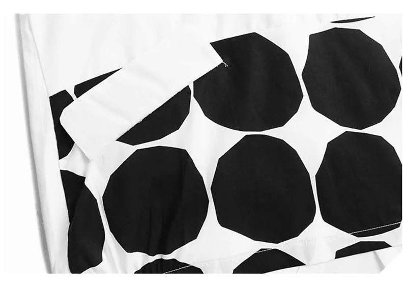 Cotton Oversized Polka Dot Top Loose Fit White/Black