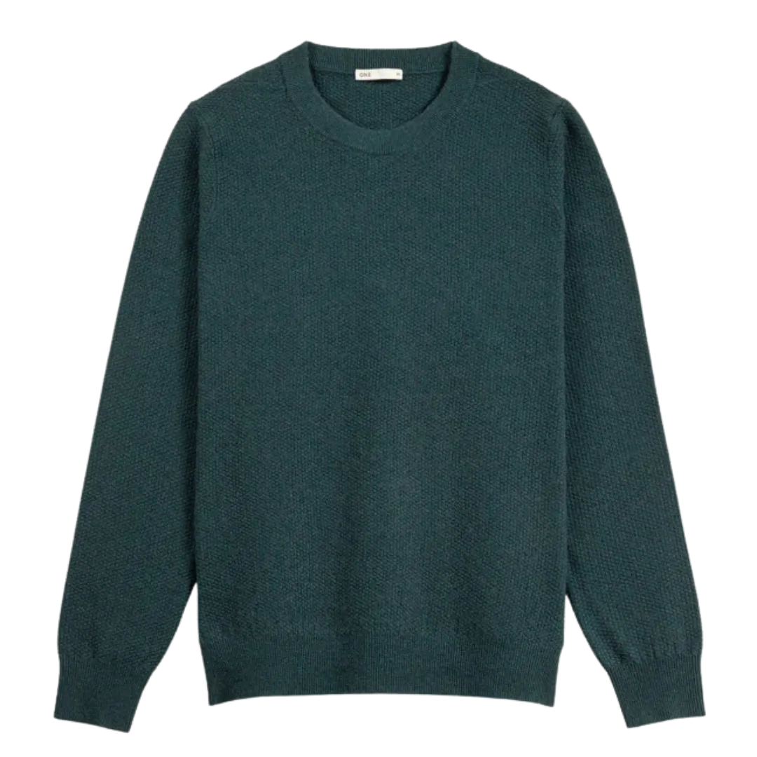 Dante Crew Jacquard Sweater - Pine Heather