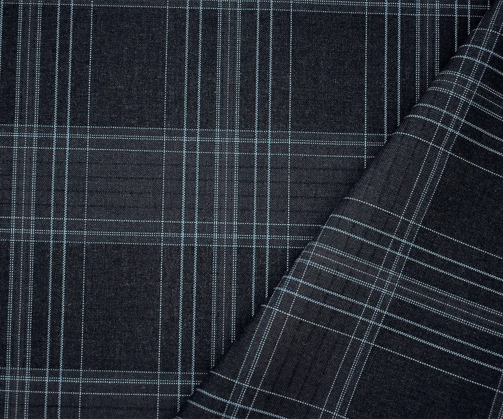 Deep Gray-Blue-Multi Plaid Woven Shirting Fabric