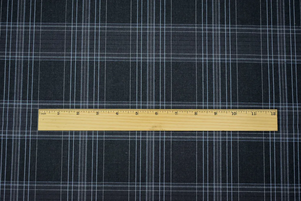 Deep Gray-Blue-Multi Plaid Woven Shirting Fabric