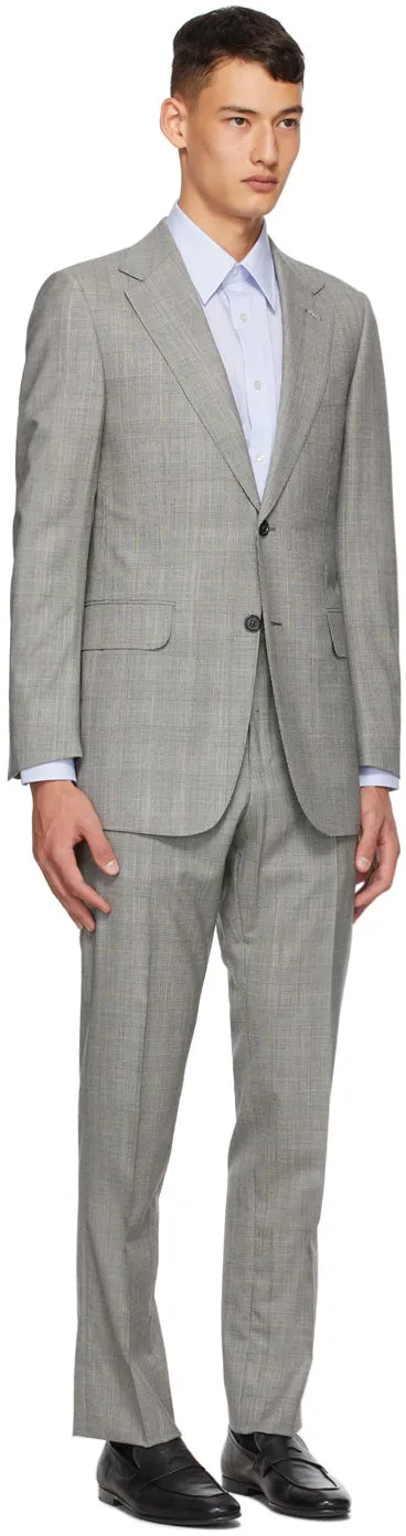Dunhill Grey Prince Of Wales Check Suit