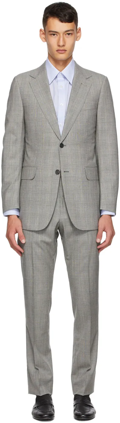 Dunhill Grey Prince Of Wales Check Suit