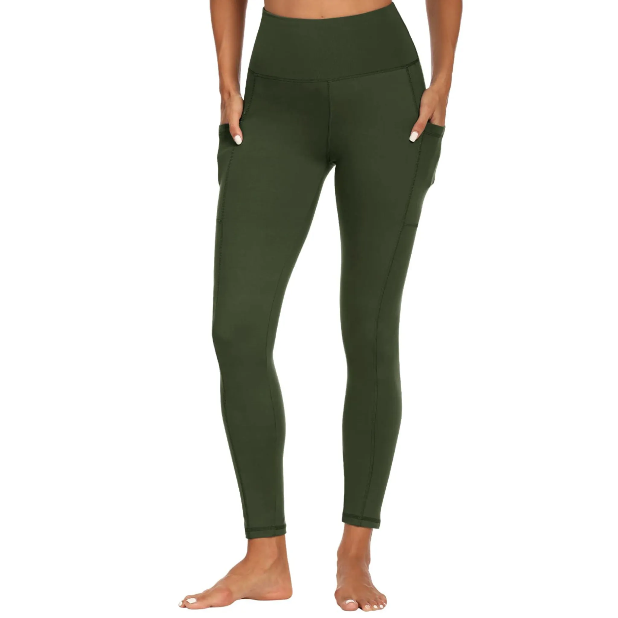 Green Fleece Pocket Leggings