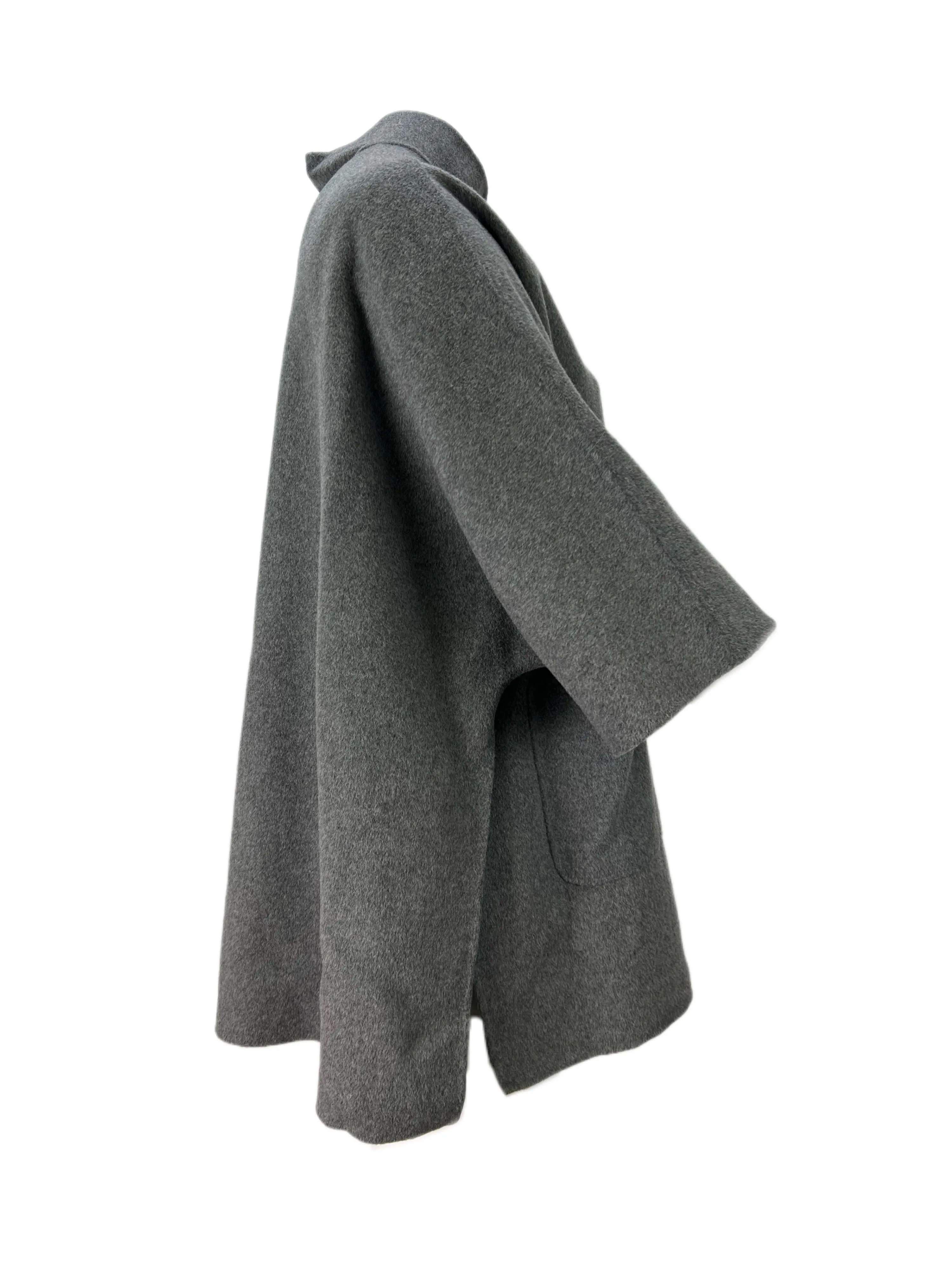 Marina Rinaldi Women's Grey Tabloid Short Sleeve Wool Coat