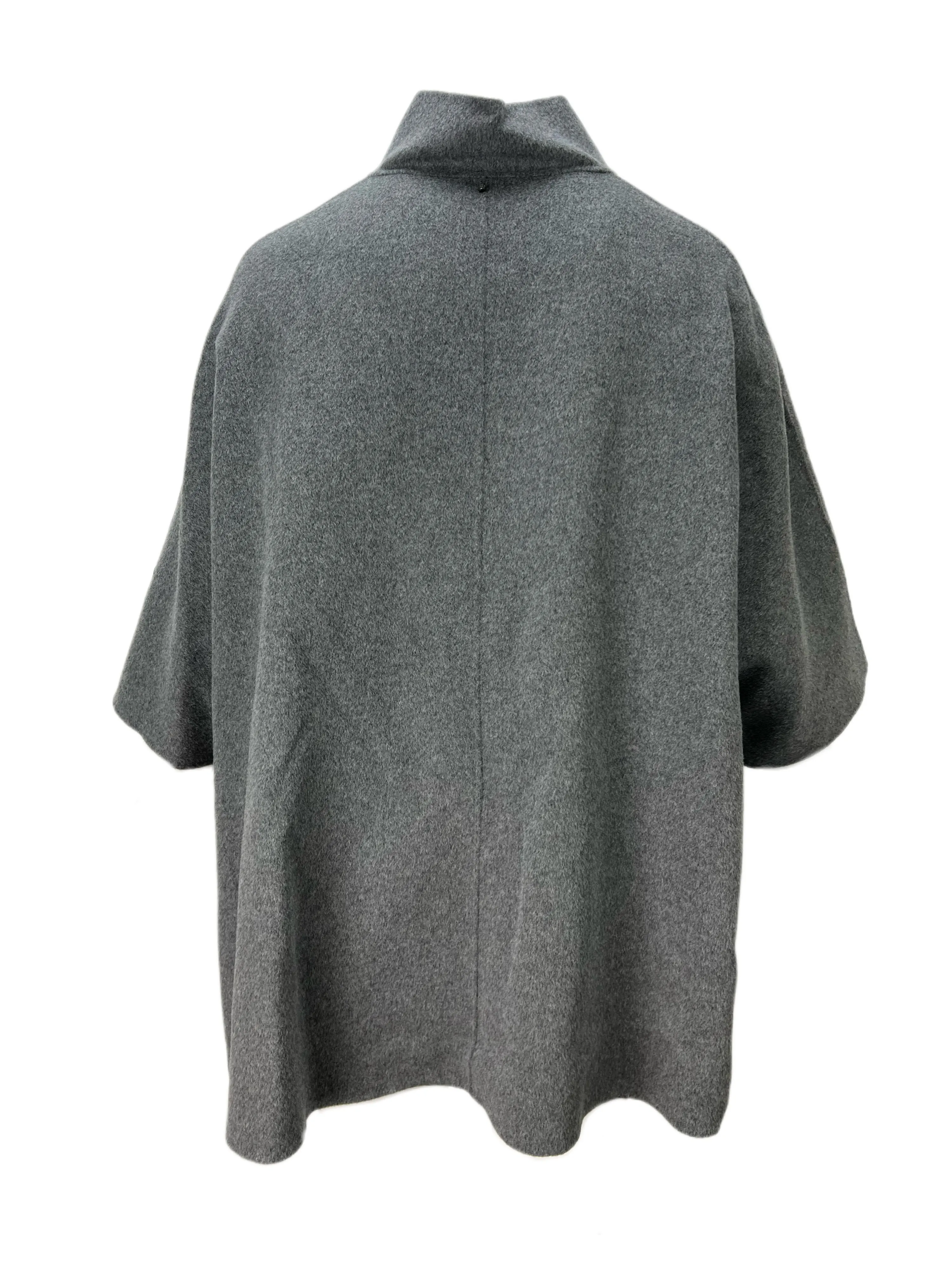 Marina Rinaldi Women's Grey Tabloid Short Sleeve Wool Coat