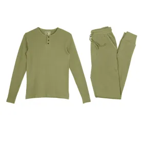 Men's Organic Thermal Jogger Set in Sage