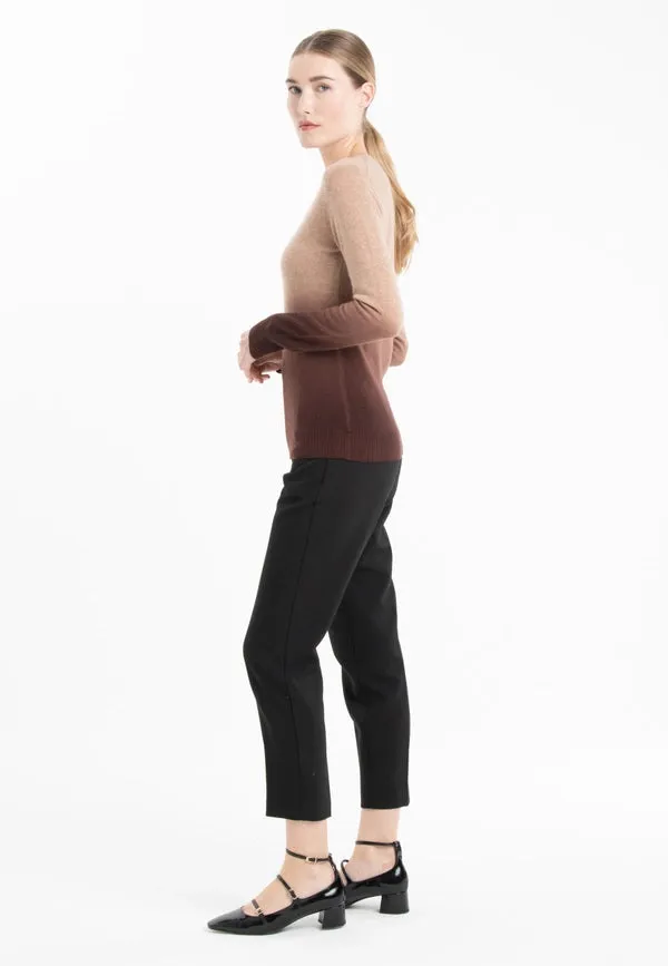 Mia 8 Camel/Brown Tie & Dye Cashmere Crew Neck Sweater