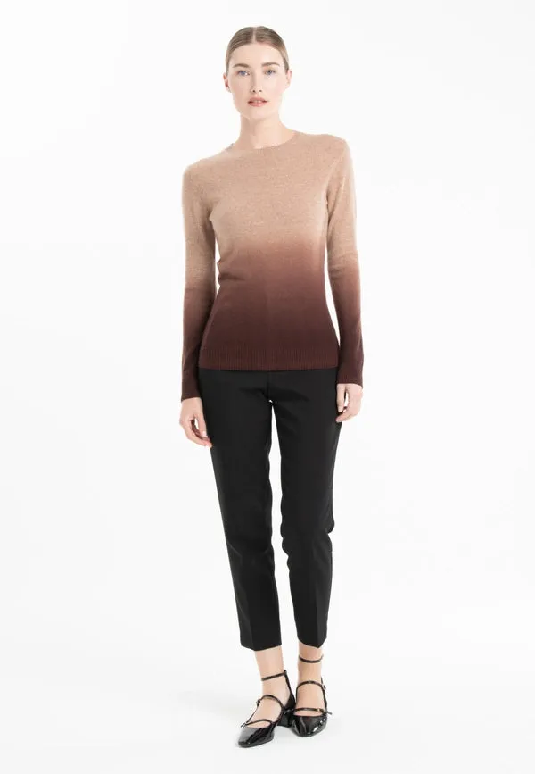 Mia 8 Camel/Brown Tie & Dye Cashmere Crew Neck Sweater