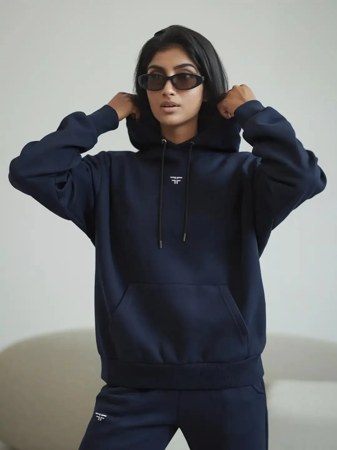Navy Blue Thermal Co-ord Set (Hoodie and Jogger Combo)