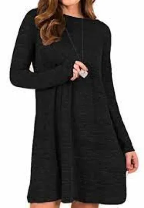 PANHANDLE WOMENS LS BLACK KNIT SWING DRESS