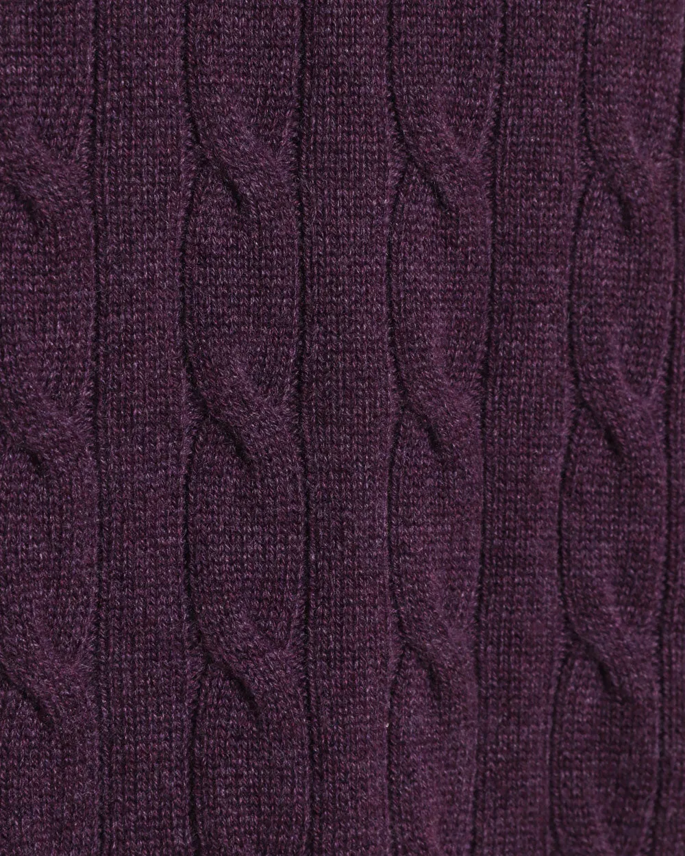 Purple Cashmere Cable Knit Quarter Zip Sweater
