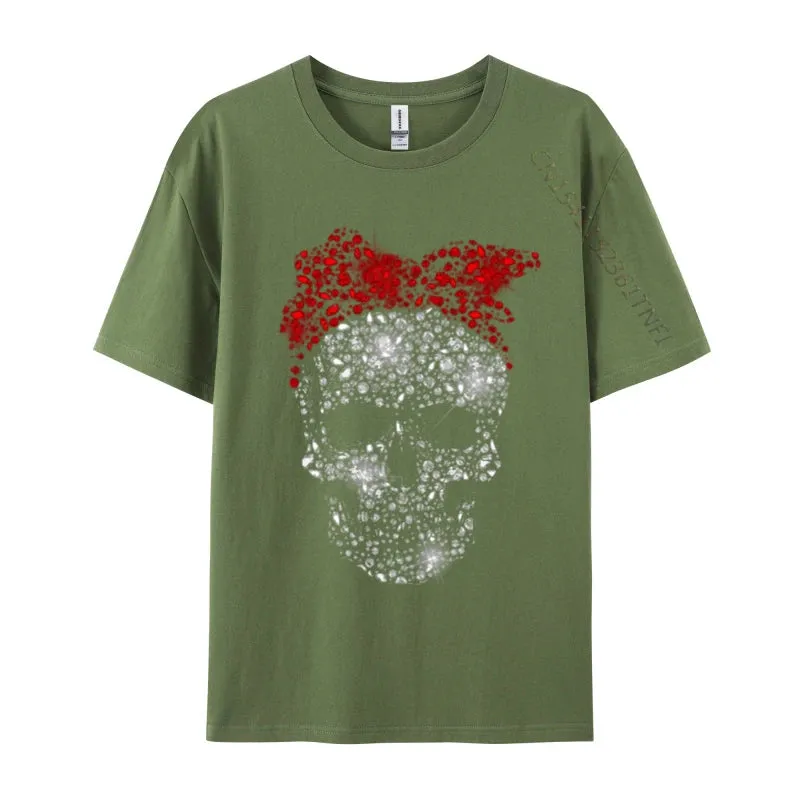 Skull T-Shirts Funny Winter New Men T Shirts O-Neck Men's Short Sleeve Tees 100% Cotton Harajuku Winter Tops
