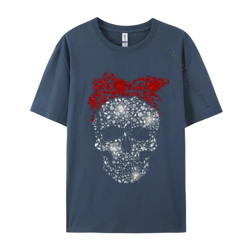 Skull T-Shirts Funny Winter New Men T Shirts O-Neck Men's Short Sleeve Tees 100% Cotton Harajuku Winter Tops
