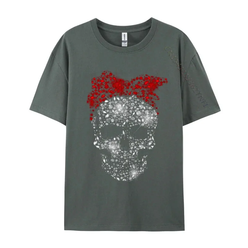 Skull T-Shirts Funny Winter New Men T Shirts O-Neck Men's Short Sleeve Tees 100% Cotton Harajuku Winter Tops