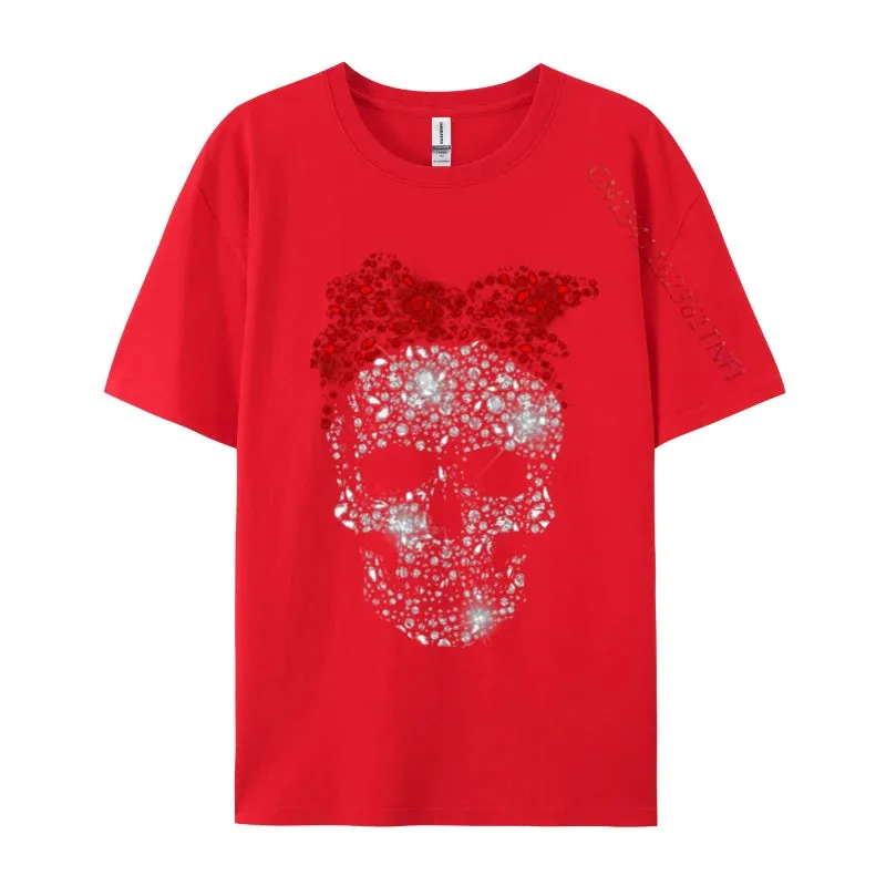 Skull T-Shirts Funny Winter New Men T Shirts O-Neck Men's Short Sleeve Tees 100% Cotton Harajuku Winter Tops