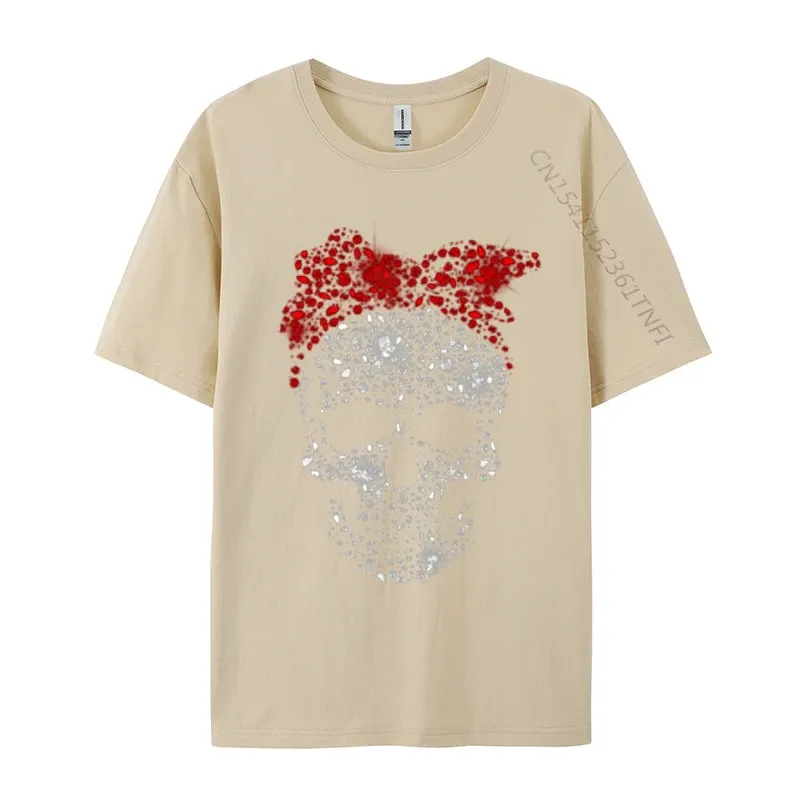 Skull T-Shirts Funny Winter New Men T Shirts O-Neck Men's Short Sleeve Tees 100% Cotton Harajuku Winter Tops