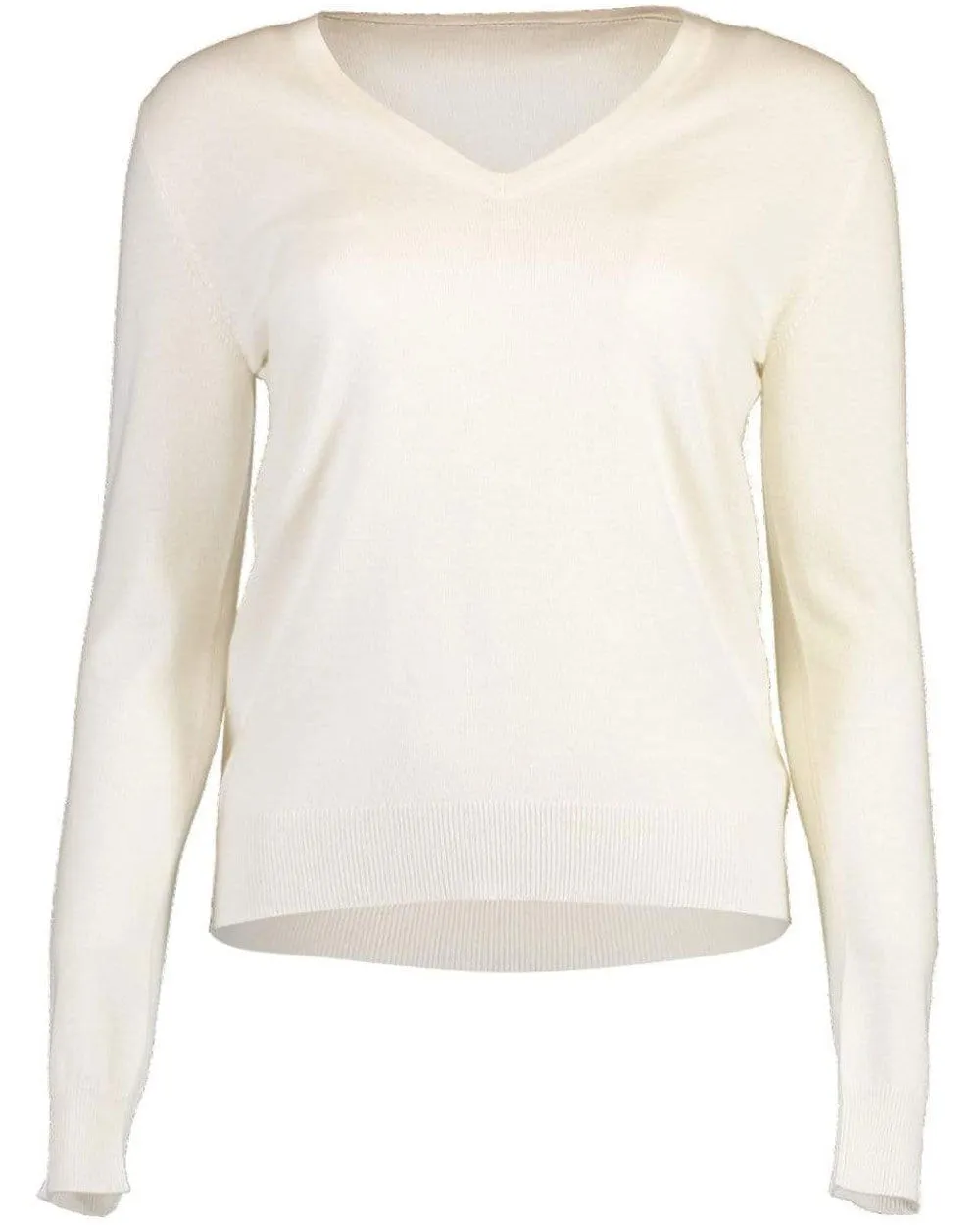 White Cashmere V-Neck Sweater