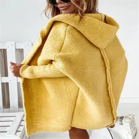 Women Knitting Batwing Sleeved Hoody Sweaters
