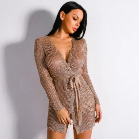 Women's Long-Sleeve V-Neck Knitted Jacket